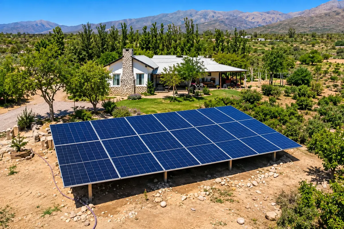 Casa de campo con paneles solares en los Valles Calchaquíes